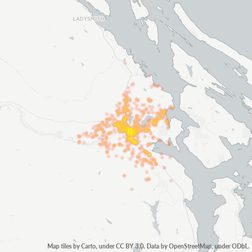 Bedrijfsconcentratie in Postcode V9L - Duncan, Brits-Columbia