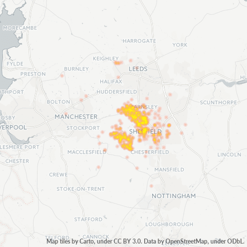 Concentració d'empreses a Codi Postal S3 - Sheffield, Anglaterra