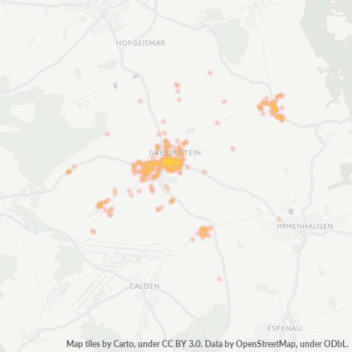 Business Concentration in Postal Code 34393 - Grebenstein, Hesse