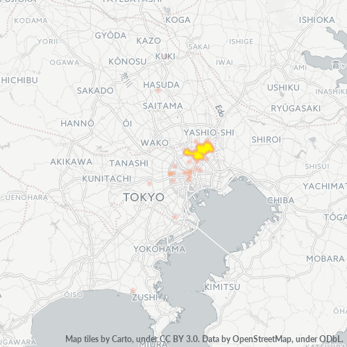 Bedrijfsconcentratie in Postcode 120 - Minamisenju, Tokyo Prefecture
