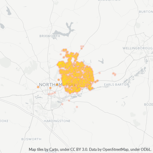 Concentració d'empreses a Codi Postal NN3 - Northampton, Anglaterra