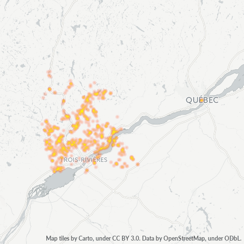 Bedrijfsconcentratie in Postcode G0X - Quebec (provincie)