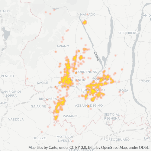 Bedrijfsconcentratie in Postcode 33080 - Frisanco, Friuli-Venezia Giulia