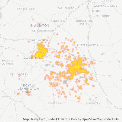 Concentració d'empreses a Codi Postal CV2 - Coventry, Anglaterra