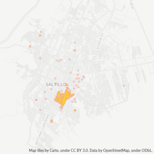 Verksamhetskoncentration i Postnummer 25050 - Saltillo, Coahuila