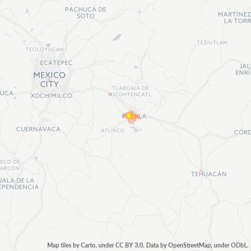 Verksamhetskoncentration i Postnummer 72150 - Puebla (delstat)