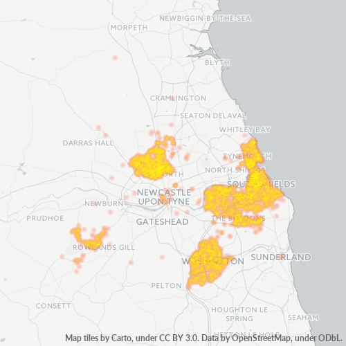 Concentració d'empreses a Codi Postal NE3 - Newcastle upon Tyne, Anglaterra