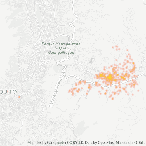 Bedrijfsconcentratie in Postcode 170184 - Quito, Pichincha (provincie)