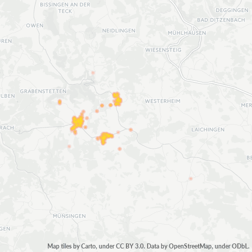 Concentrarea activității în Cod Postal 72587 - Reutlingen, Baden-Württemberg