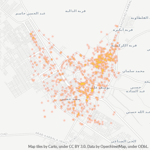 Bedrijfsconcentratie in Postcode 56001 - Karbala, Karbala (gouvernement)