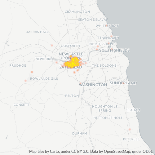 Concentració d'empreses a Codi Postal NE8 - Gateshead, Anglaterra