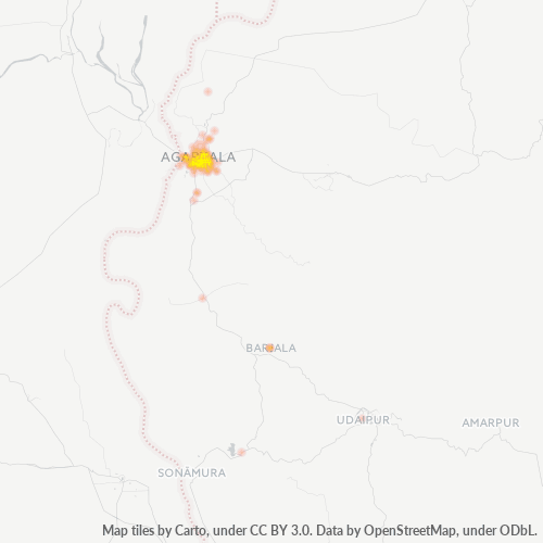 Bedrijfsconcentratie in Postcode 799001 - Agartala, Tripura