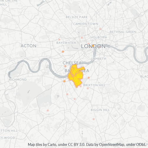 Concentració d'empreses a Codi Postal SW11 - Londres, Anglaterra