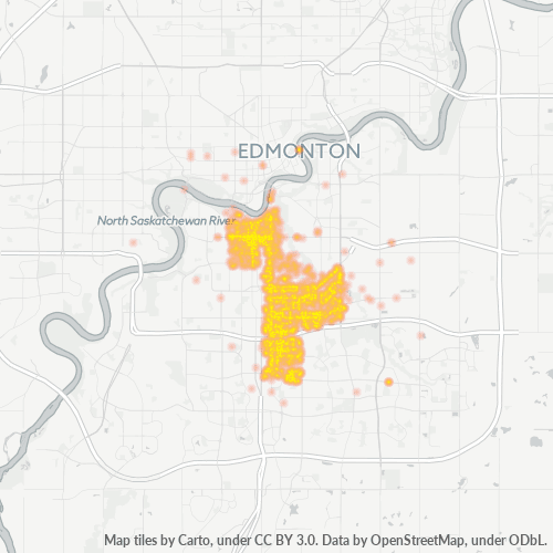 Bedrijfsconcentratie in Postcode T6E - Edmonton, Alberta