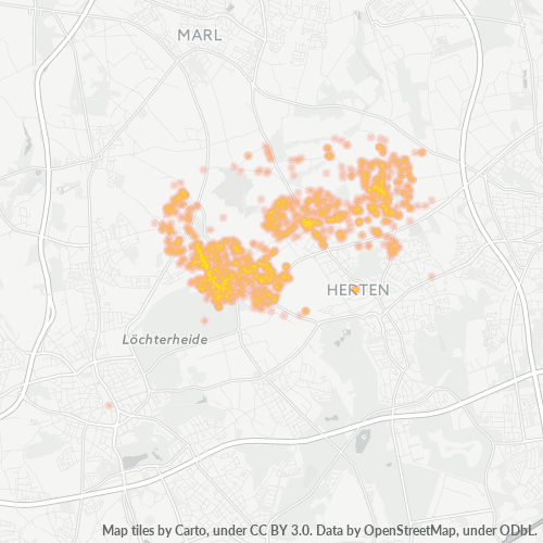 Business Concentration in Postal Code 45701 - Herten, North Rhine-Westphalia