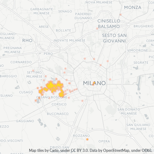 Bedrijfsconcentratie in Postcode 20152 - Baggio, Lombardije