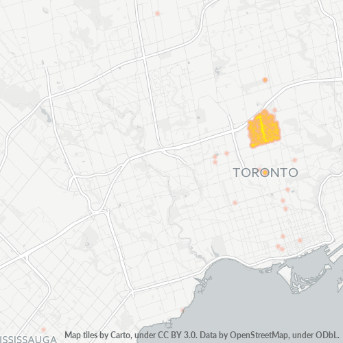 Bedrijfsconcentratie in Postcode M5M - Canada