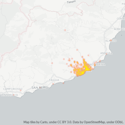 Bedrijfsconcentratie in Postcode 18100 - Vasia, Ligurië