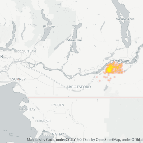 Bedrijfsconcentratie in Postcode V2P - Chilliwack, Brits-Columbia