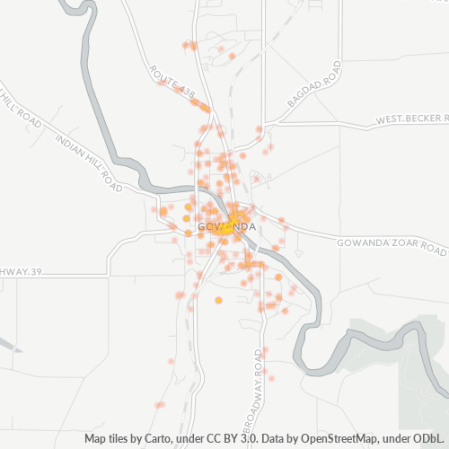 Verksamhetskoncentration i Postnummer 14070 - Gowanda, New York (delstat)