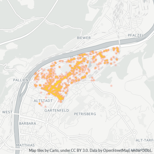 Business Concentration in Postal Code 54292 - Trier, Rhineland-Palatinate