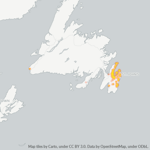 Bedriftskonsentrasjon i Postnummer A0A - Newfoundland og Labrador