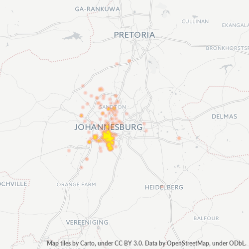 Bedrijfsconcentratie in Postcode 2190 - Gauteng