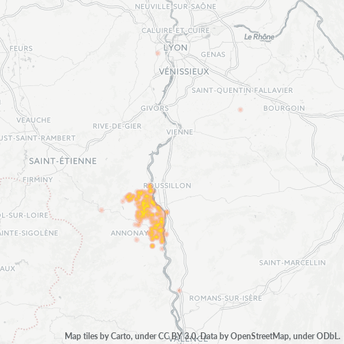 Bedrijfsconcentratie in Postcode 07340 - Serrières, Rhône-Alpes
