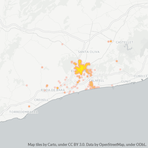 Bedrijfsconcentratie in Postcode 43700 - El Vendrell, Catalonië