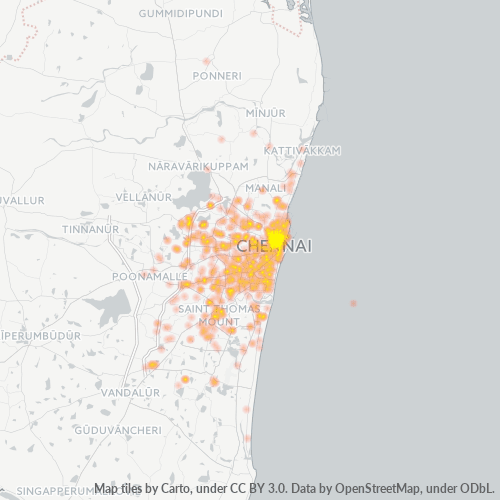 Bedrijfsconcentratie in Postcode 600001 - Madras, Tamil Nadu