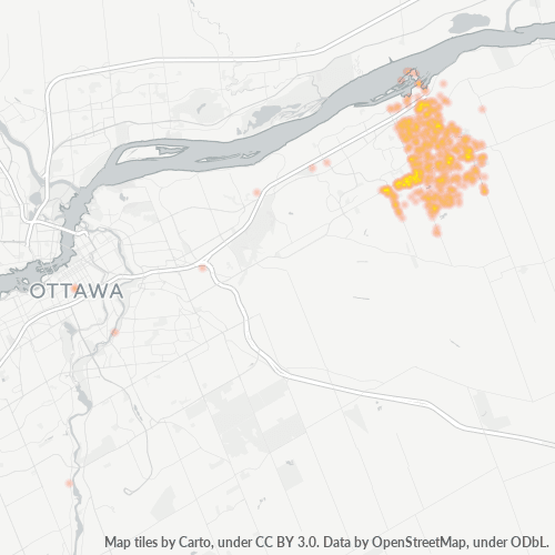 Bedrijfsconcentratie in Postcode K4A - Orléans, Ontario