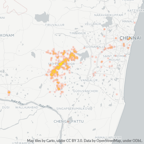 Bedrijfsconcentratie in Postcode 602105 - Valapuram, Tamil Nadu