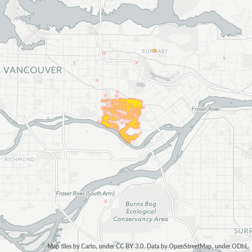 Bedrijfsconcentratie in Postcode V5J - Burnaby, Brits-Columbia