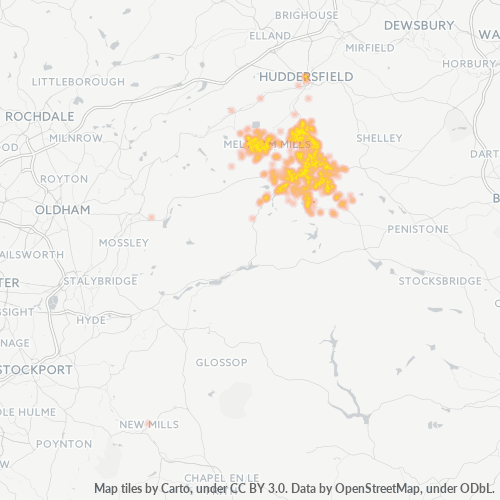 Verksamhetskoncentration i Postnummer HD9 - Storbritannien