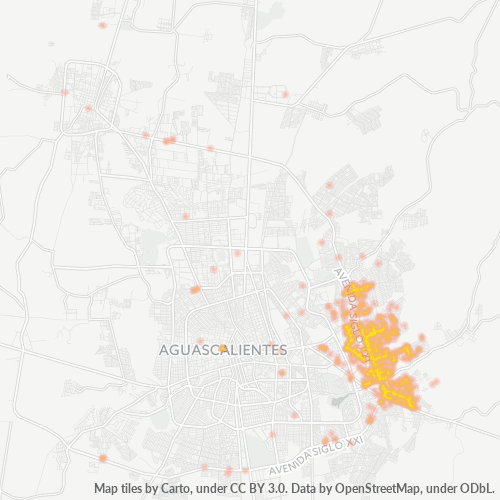 Verksamhetskoncentration i Postnummer 20196 - Aguascalientes, Aguascalientes (delstat)