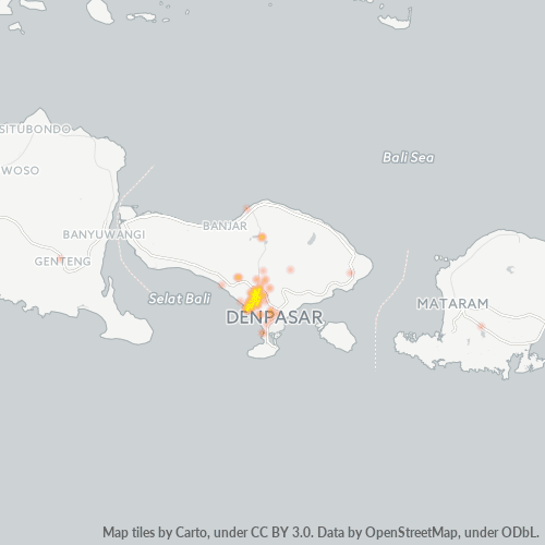 Bedrijfsconcentratie in Postcode 82121 - Tabanan, Bali (eiland)