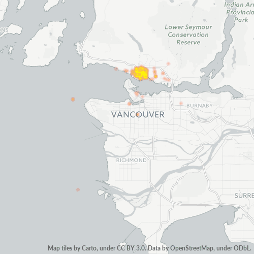 Bedrijfsconcentratie in Postcode V7P - North Vancouver, Brits-Columbia