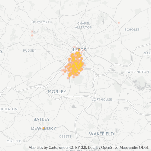Concentració d'empreses a Codi Postal LS11 - Leeds, Anglaterra