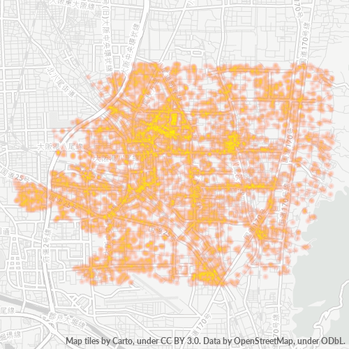 Bedrijfsconcentratie in Postcode 581 - Osaka (prefectuur)