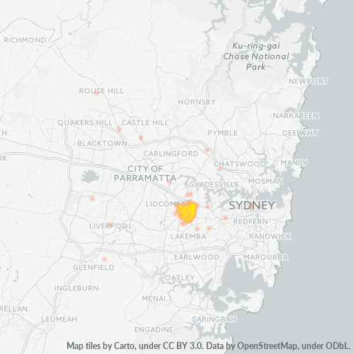 Dami ng Negosyo sa Postal Code 2135 - Strathfield, New South Wales
