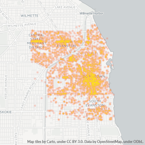 Virksomhedskoncentration i Postnummer 60201 - Evanston, Illinois