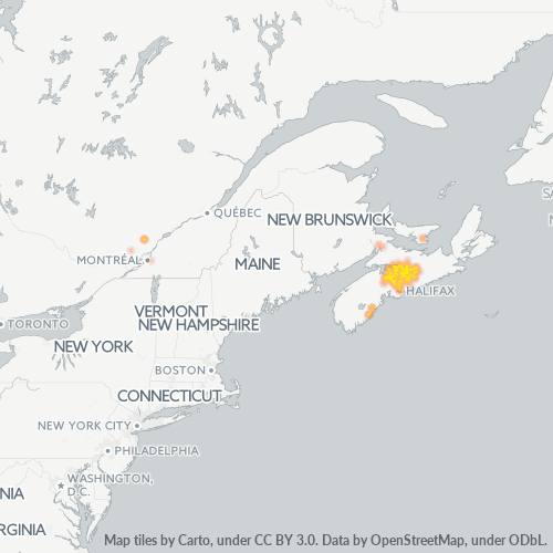 Bedrijfsconcentratie in Postcode B0N - Nova Scotia