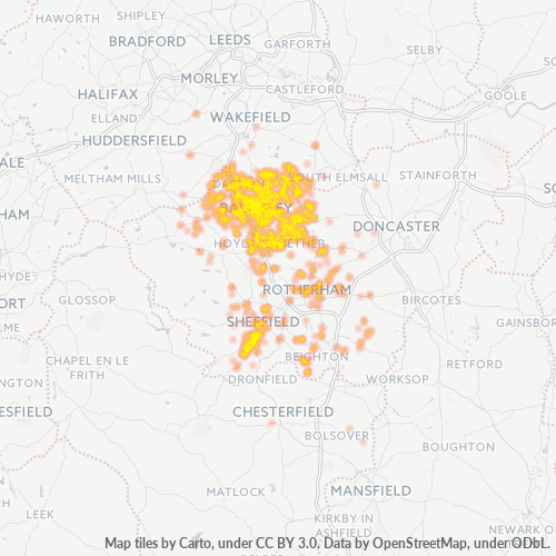 Concentrarea activității în Cod Postal S7 - Sheffield, Anglia