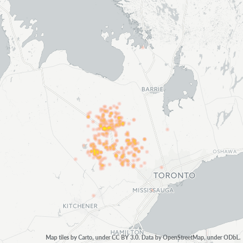 Bedrijfsconcentratie in Postcode L0N - Ontario
