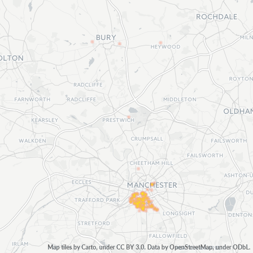 Virksomhedskoncentration i Postnummer M15 - Manchester City Centre, England