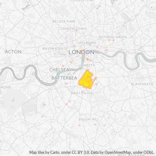 Concentració d'empreses a Codi Postal SW9 - Londres, Anglaterra