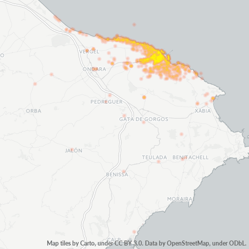Verksamhetskoncentration i Postnummer 03700 - Denia, Valencia (autonom region)