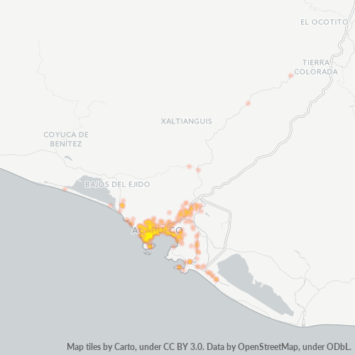Verksamhetskoncentration i Postnummer 39300 - Acapulco, Guerrero