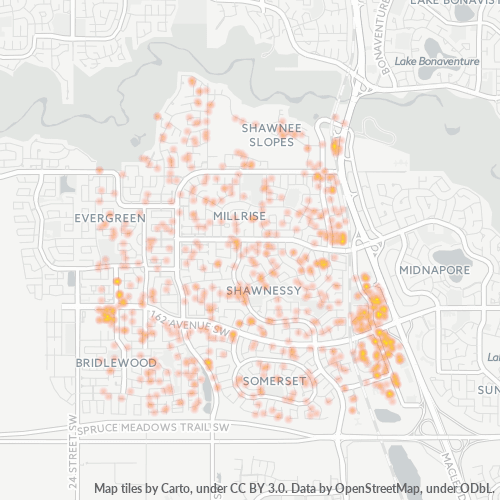 Bedrijfsconcentratie in Postcode T2Y - Calgary, Alberta