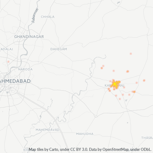 Bedrijfsconcentratie in Postcode 387620 - Gujarat